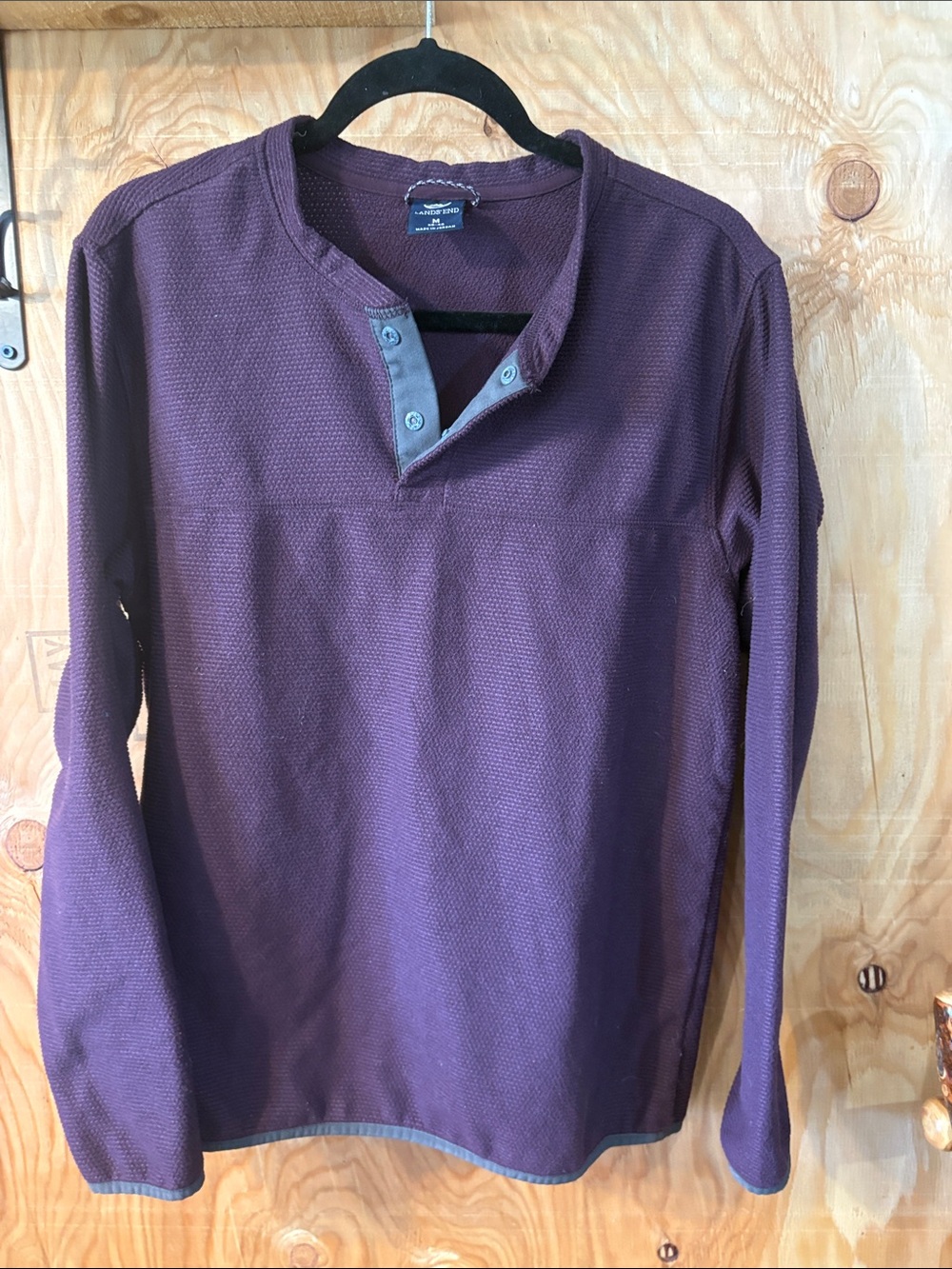 Lands' End Men's Long-Sleeve Henley in Deep Plum